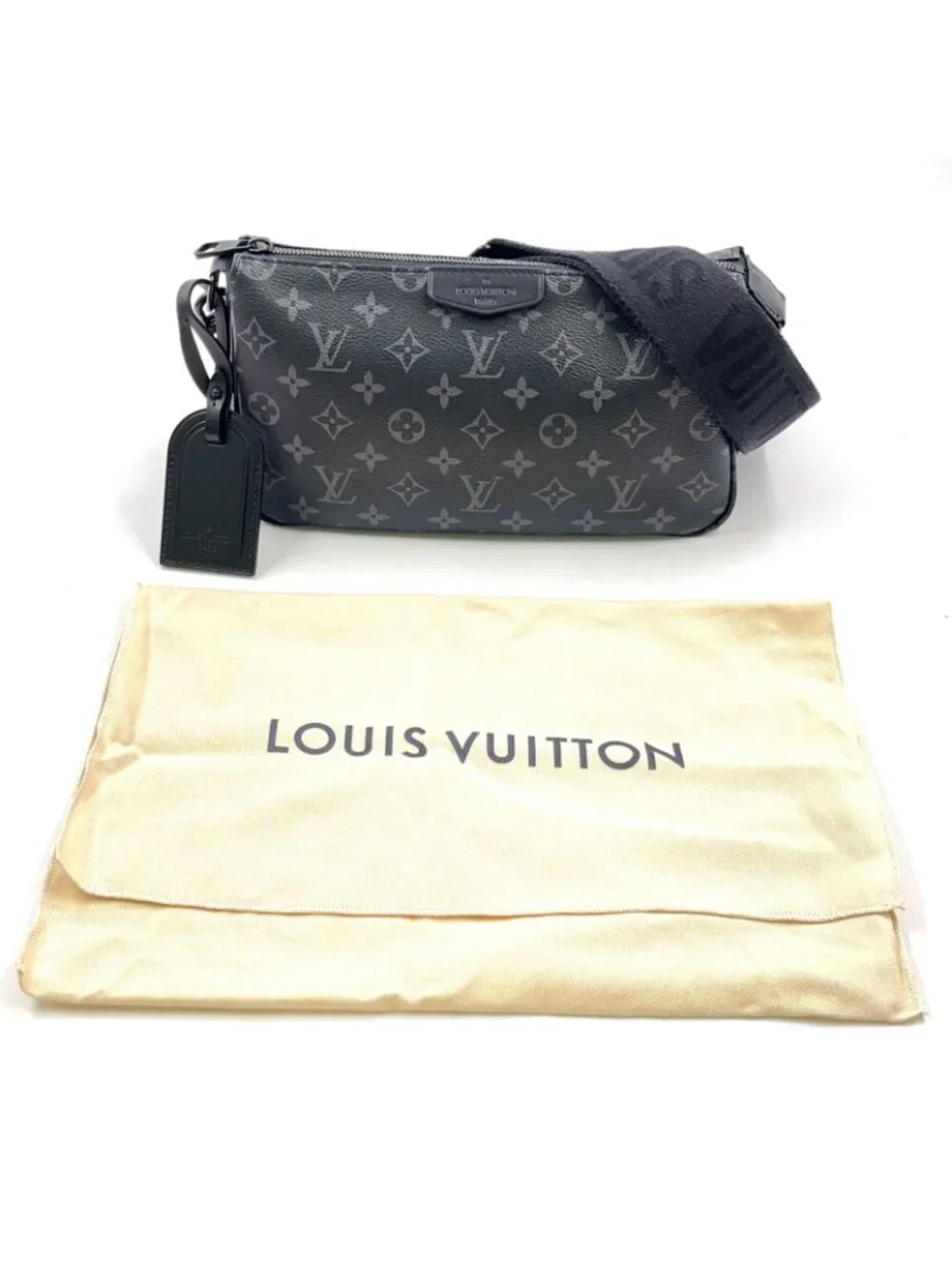 Louis Vuitton Pochette Soir XL Canvas Black Shoulder Bag